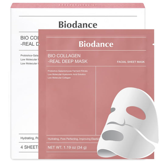 Click to see full view Ask Rufus  BIODANCE Bio-Collagen Real Deep Mask, Hydrating Overnight Hydrogel Mask, Pore Minimizing, Elasticity Improvement, 34g x4ea